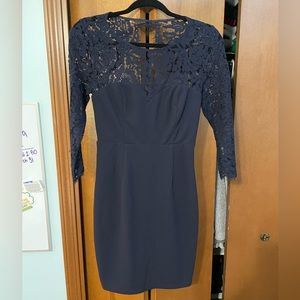 Lulus Navy Long Sleeve Lace Dress small NWOT